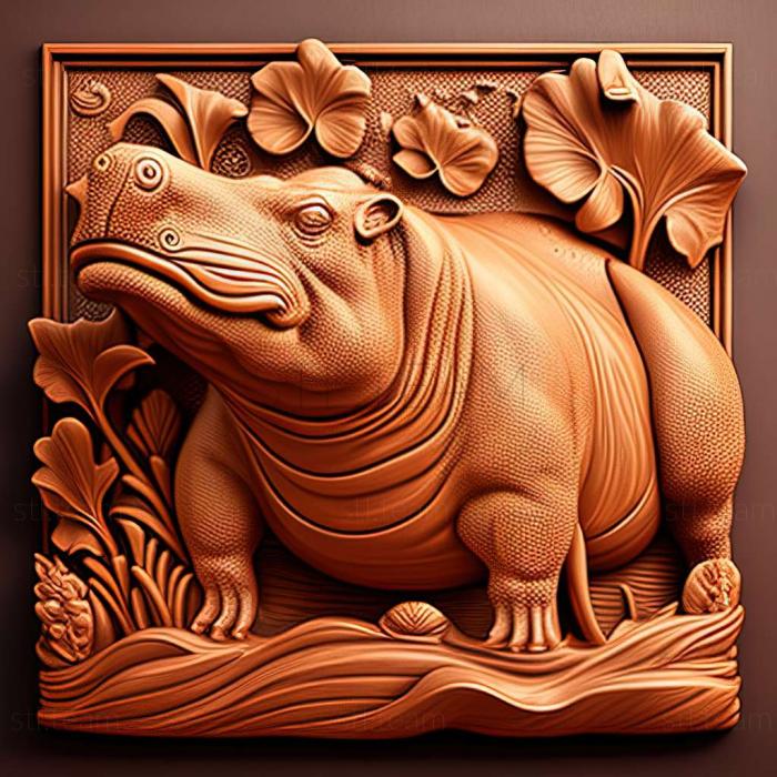 3D модель Allenton Hippopotamus известное животное (STL)